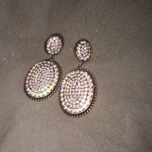 AB crystal post back dangle earrings